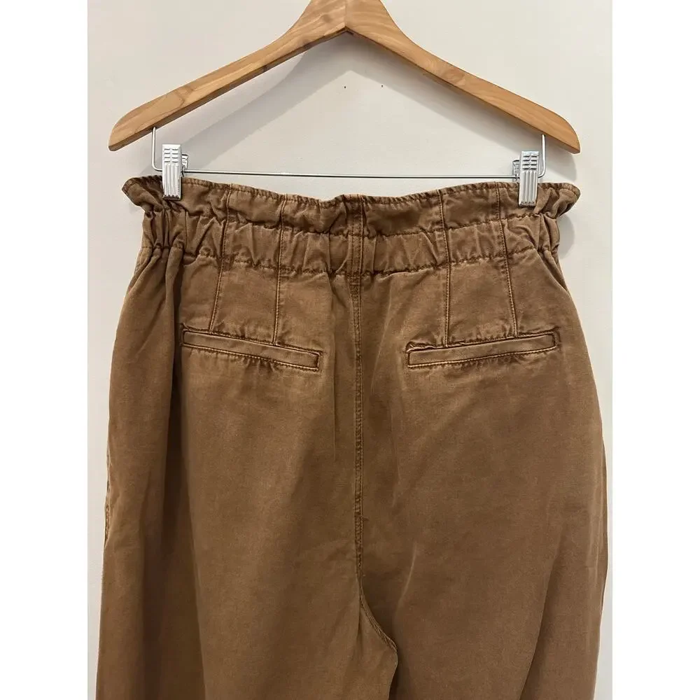 Free People Margate Pleated Trousers Tamarind Brown Size Med High Rise Boho